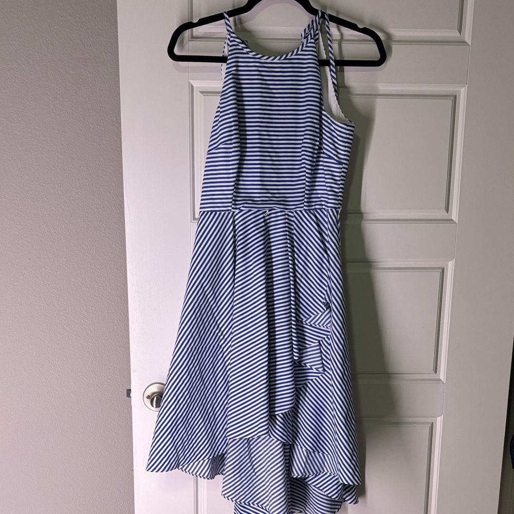 Striped Blue and White Sleeveless Dress
